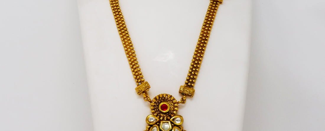 1 Gram Gold Ruby Necklace With Price