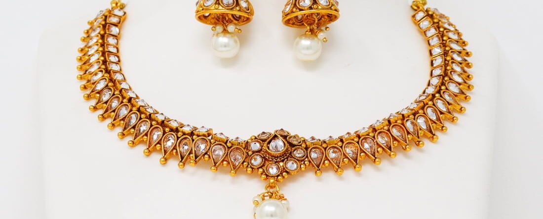 1 Gram Gold Stone Necklace Sets With Price.