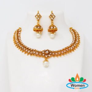 1 Gram Gold Stone Necklace Sets With Price.
