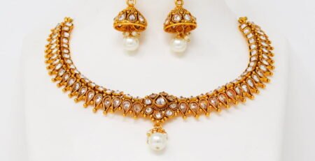 1 Gram Gold Stone Necklace Sets With Price.